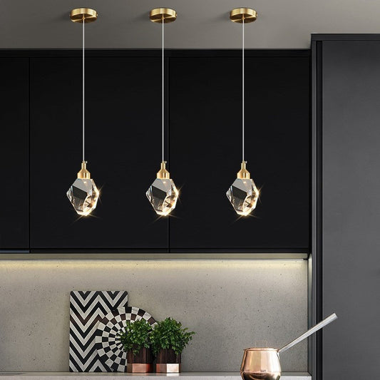 Modern Crystal Diamond Pendant Light for Bedroom