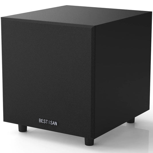 BESTISAN Subwoofer Powered Subwoofer Deep Bass Home Theater Sub High Speaker Level Input/Output 6.5 Inch Black