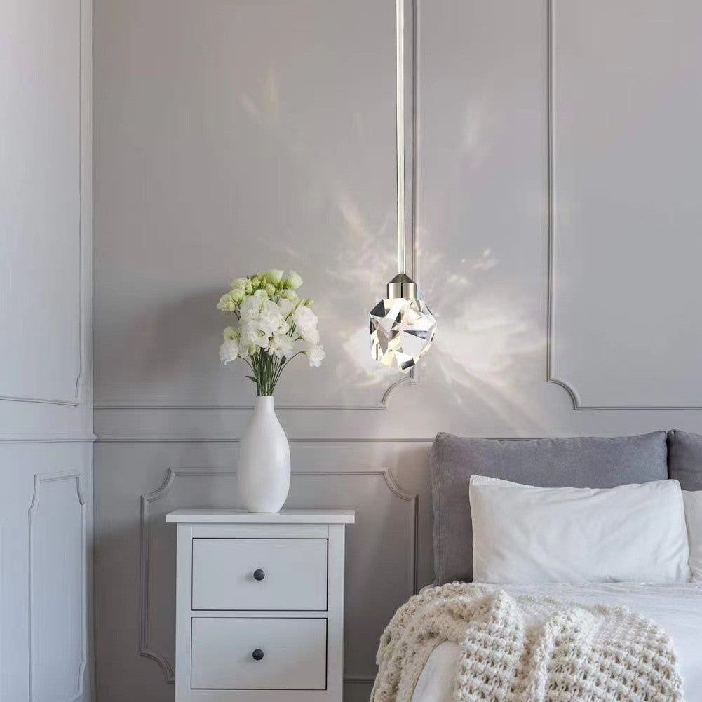 Modern Crystal Diamond Pendant Light for Bedroom